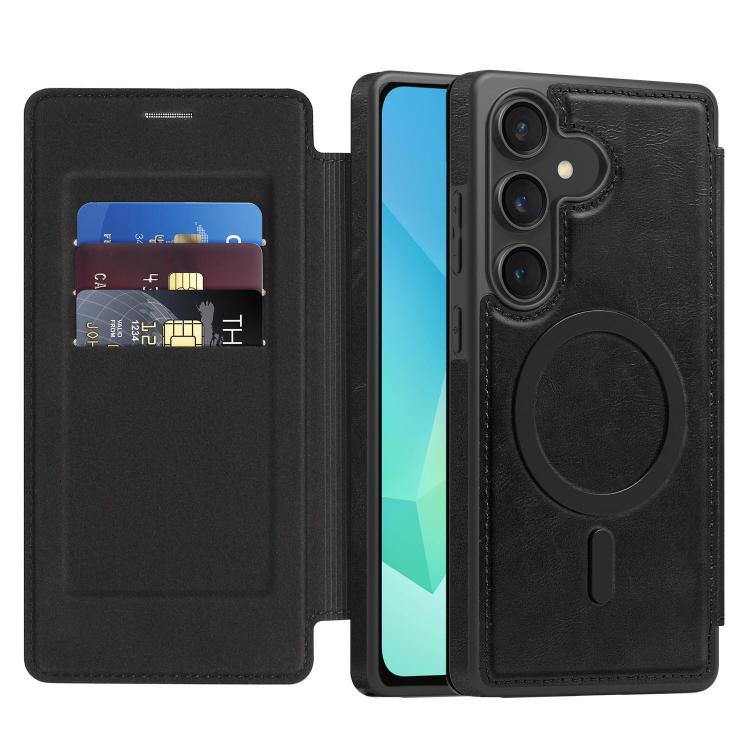 Funda de cuero Linton MagSafe para Samsung Galaxy A16 5G (negra)