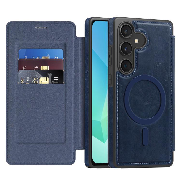 Funda de cuero Linton MagSafe para Samsung Galaxy A16 5G (azul)