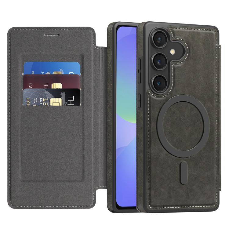 Funda de cuero Linton MagSafe para Samsung Galaxy A36 5G (gris)