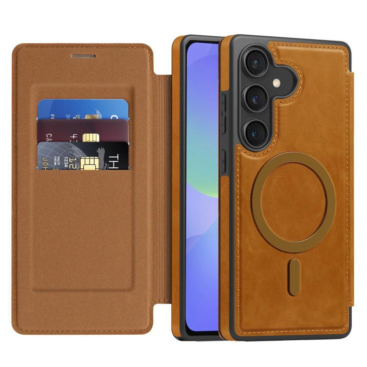 Funda de cuero Linton MagSafe para Samsung Galaxy A36 5G (marrón)
