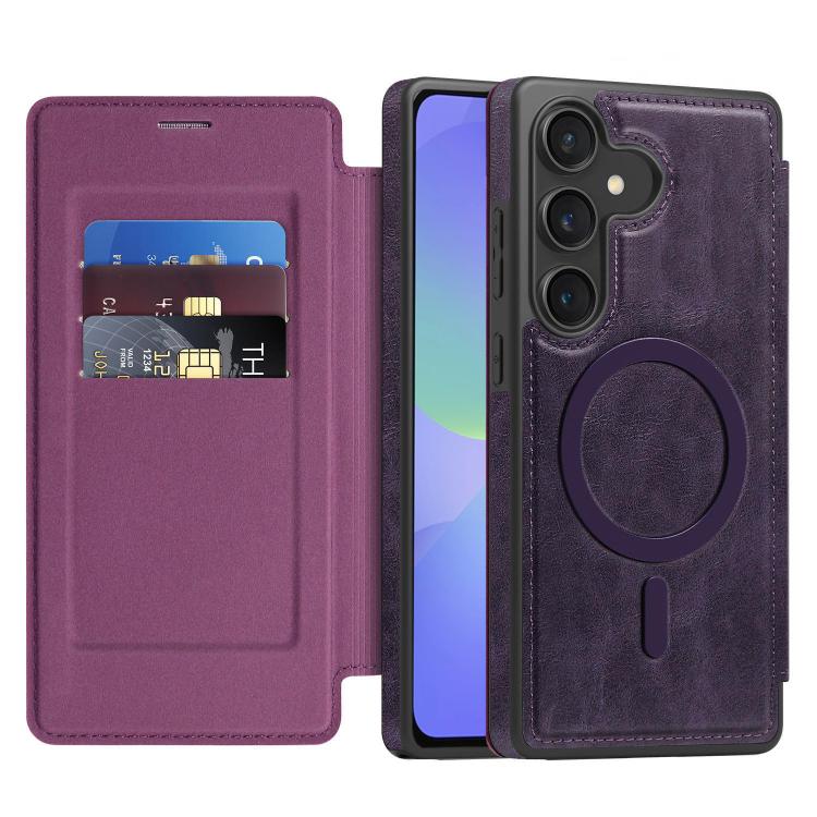 Funda de cuero Linton MagSafe para Samsung Galaxy A36 5G (morada)