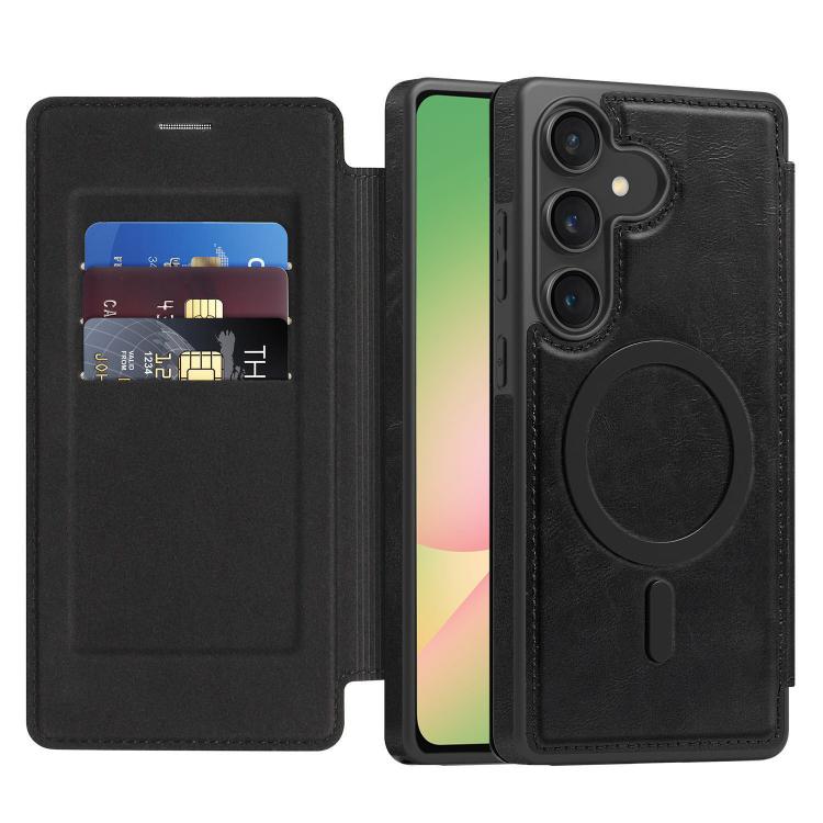 Funda de cuero Linton MagSafe para Samsung Galaxy A56 5G (negra)