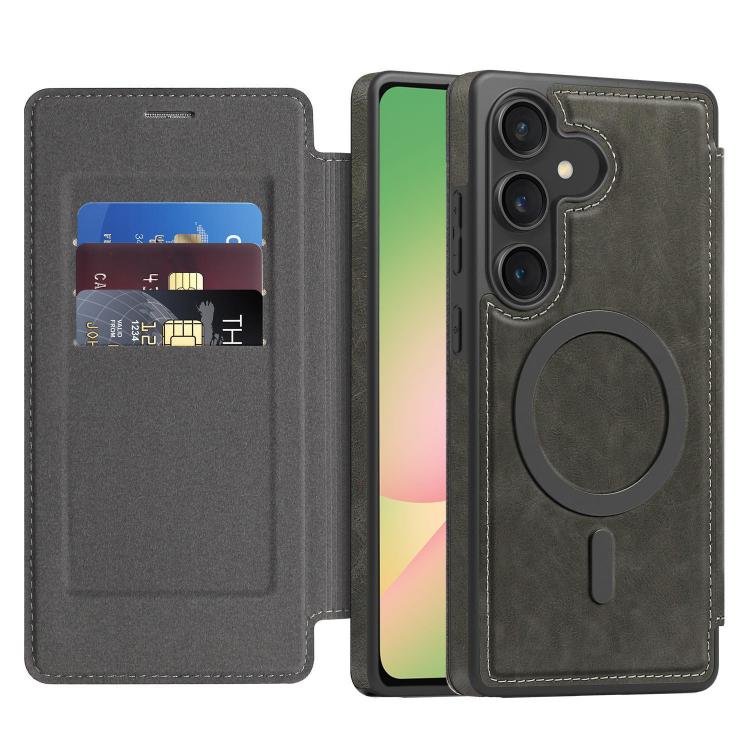 Funda de cuero Linton MagSafe para Samsung Galaxy A56 5G (gris)