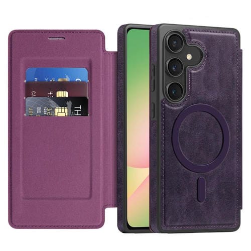 Funda de cuero Linton MagSafe para Samsung Galaxy A56 5G (morada)