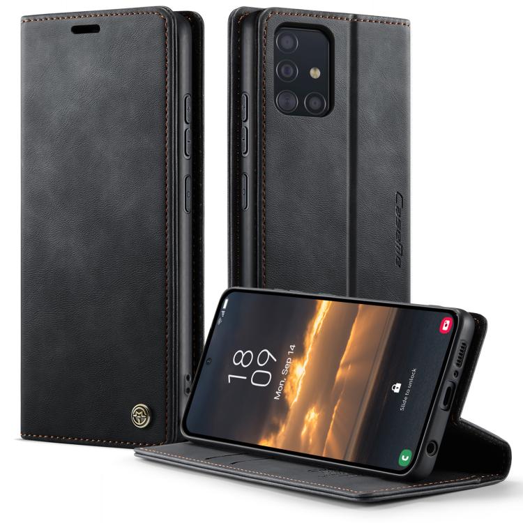 Funda para Samsung Galaxy A51 CaseMe 033 con forro de piel de becerro, microfibra y bloqueo RFID (negra)