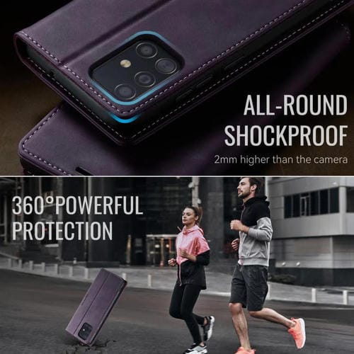 Funda para Samsung Galaxy A51 CaseMe 033 con forro de piel de becerro, microfibra y bloqueo RFID (morado)