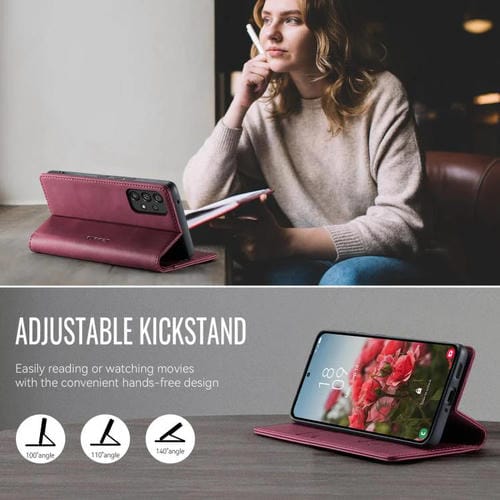 Funda para Samsung Galaxy A53 CaseMe 033 con forro de piel de becerro, microfibra y bloqueo RFID (roja)
