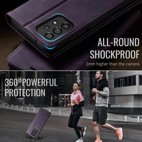 Funda CaseMe 033 para Samsung Galaxy A53, forro de piel de becerro, microfibra, con bloqueo RFID (morado)