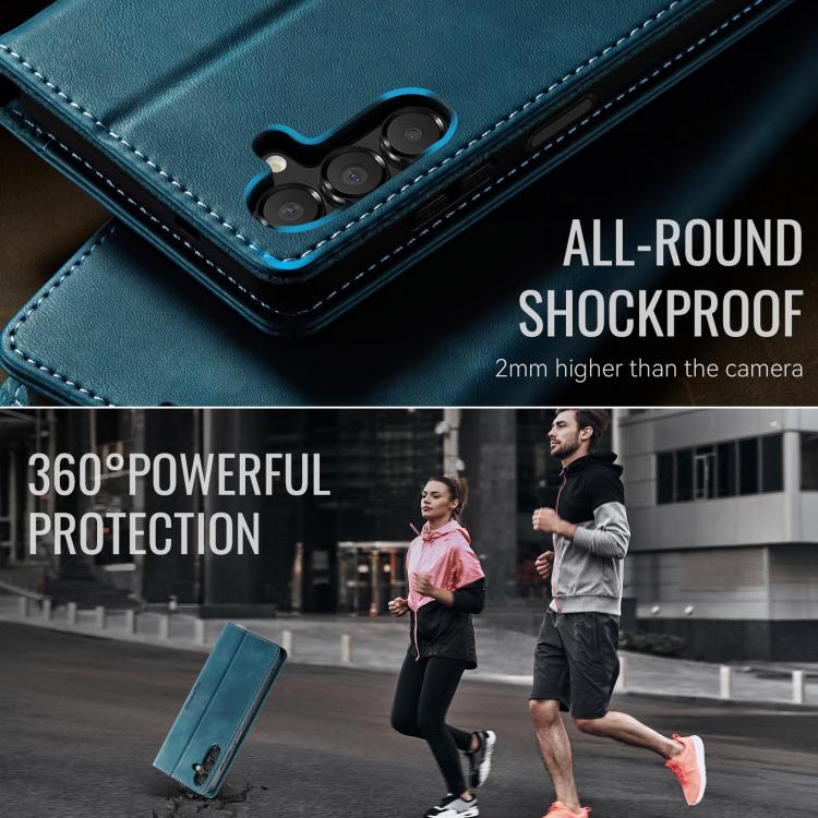 Funda CaseMe 033 para Samsung Galaxy A14, forro de piel de becerro, microfibra, con bloqueo RFID (verde)