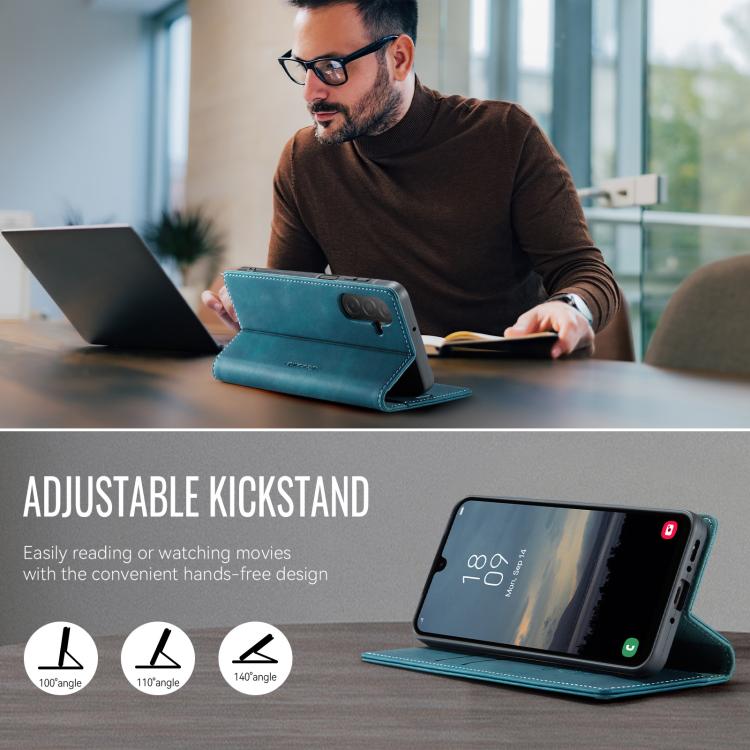 Funda para Samsung Galaxy A26 CaseMe 033 con forro de piel de becerro, microfibra y bloqueo RFID (verde)
