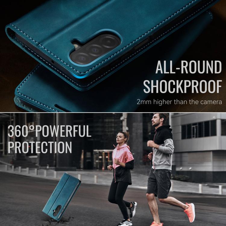 Funda para Samsung Galaxy A26 CaseMe 033 con forro de piel de becerro, microfibra y bloqueo RFID (verde)