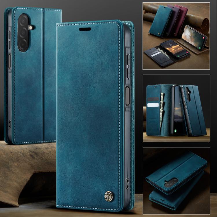 Funda para Samsung Galaxy A26 CaseMe 033 con forro de piel de becerro, microfibra y bloqueo RFID (verde)
