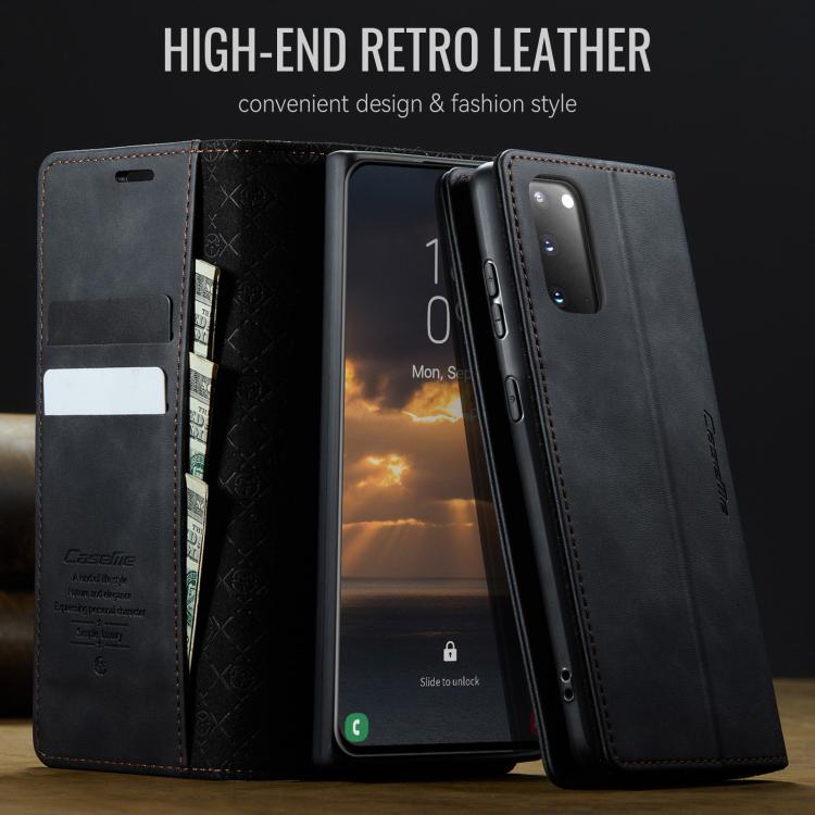 Funda para Samsung Galaxy S20 CaseMe 033 con forro de piel de becerro, microfibra y bloqueo RFID (negra)