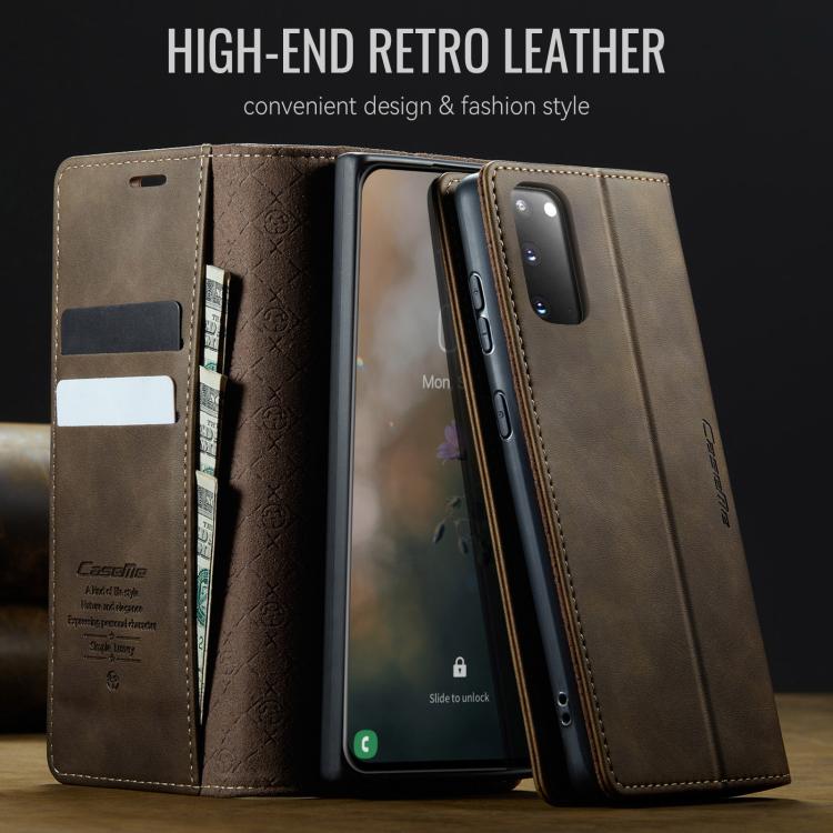 Funda para Samsung Galaxy S20 CaseMe 033 con forro de piel de becerro, microfibra y bloqueo RFID (café)