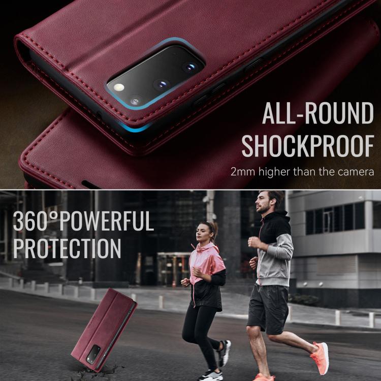 Funda para Samsung Galaxy S20 CaseMe 033 con forro de piel de becerro, microfibra y bloqueo RFID (roja)