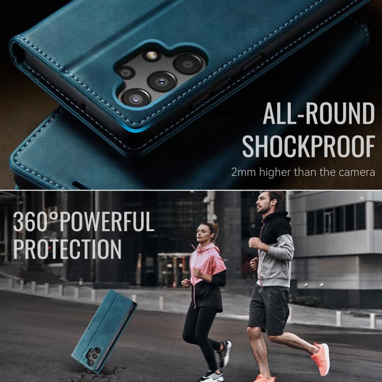 Funda CaseMe 033 para Samsung Galaxy A13/A04s, forro de piel de becerro, microfibra y bloqueo RFID (verde)