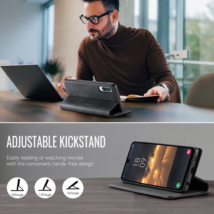 Funda CaseMe 033 para Samsung Galaxy A50s/A30s, forro de piel de becerro, microfibra y bloqueo RFID (negra)