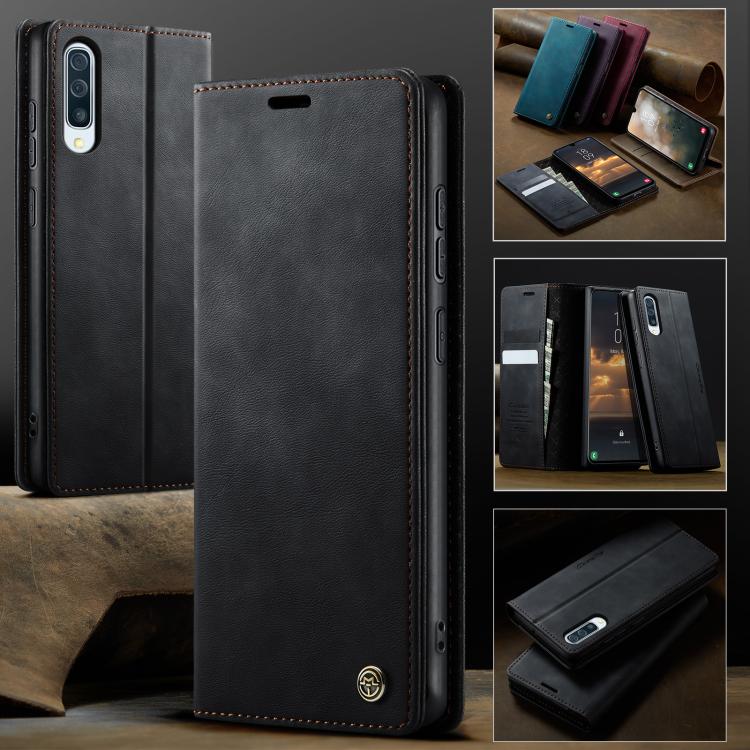 Funda CaseMe 033 para Samsung Galaxy A50s/A30s, forro de piel de becerro, microfibra y bloqueo RFID (negra)