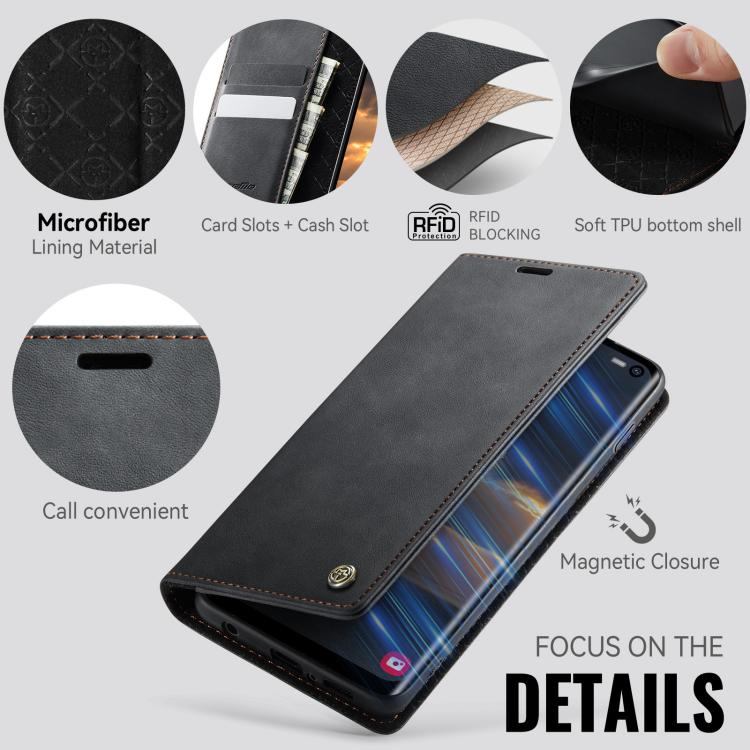 Funda para Samsung Galaxy S10 CaseMe 033 con forro de piel de becerro, microfibra y bloqueo RFID (negra)