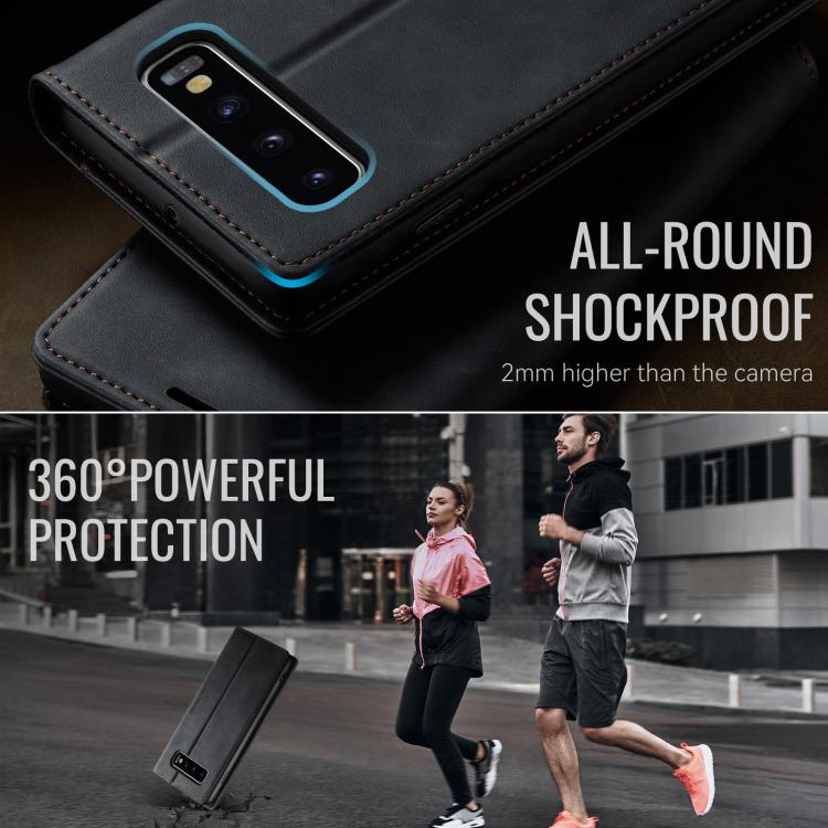 Funda para Samsung Galaxy S10 CaseMe 033 con forro de piel de becerro, microfibra y bloqueo RFID (negra)