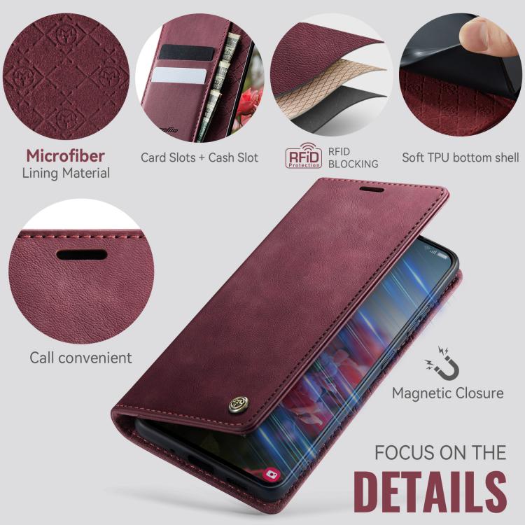 Funda para Samsung Galaxy S20 Ultra CaseMe 033 con forro de piel de becerro, microfibra y bloqueo RFID (roja)