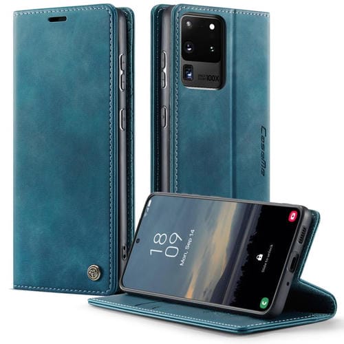 Funda CaseMe 033 para Samsung Galaxy S20 Ultra, forro de piel de becerro, microfibra y bloqueo RFID (verde)