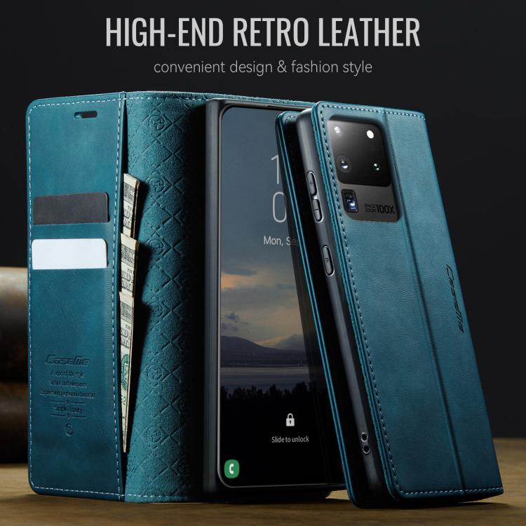 Funda CaseMe 033 para Samsung Galaxy S20 Ultra, forro de piel de becerro, microfibra y bloqueo RFID (verde)