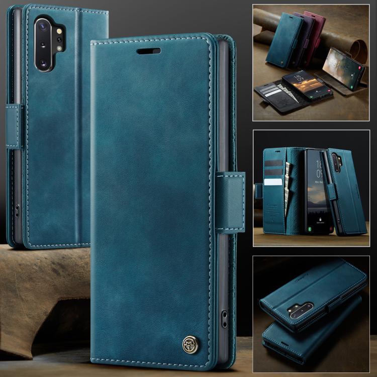 Funda CaseMe 033 para Samsung Galaxy Note10+, forro de piel de becerro, microfibra y bloqueo RFID (verde)