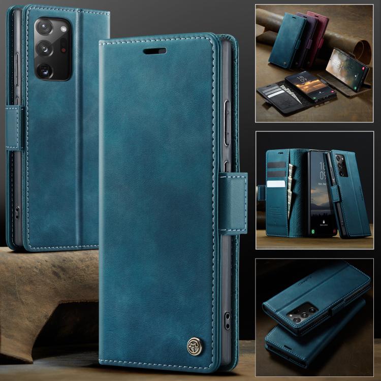 Funda CaseMe 033 para Samsung Galaxy Note20 Ultra, forro de piel de becerro, microfibra y bloqueo RFID (verde)
