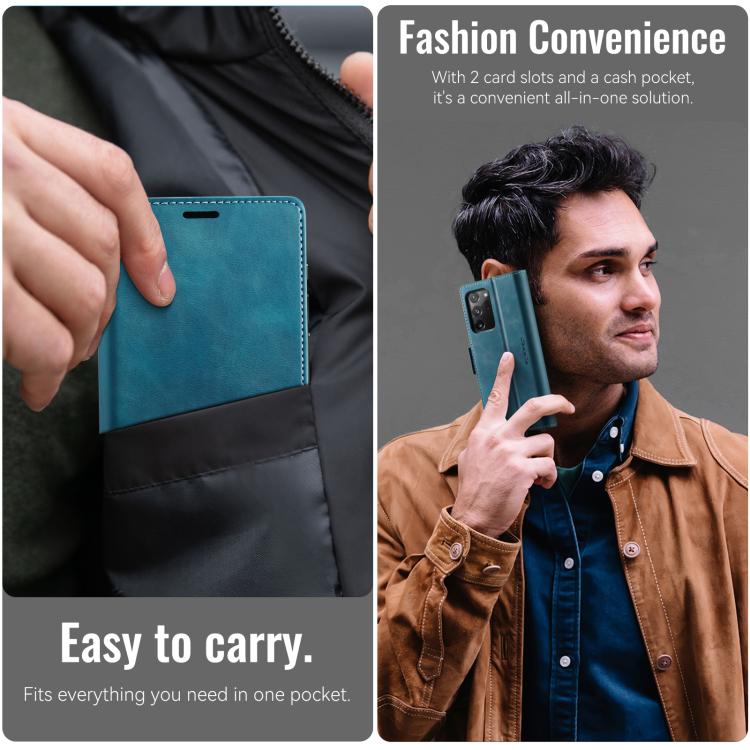 Funda CaseMe 033 para Samsung Galaxy Note20 Ultra, forro de piel de becerro, microfibra y bloqueo RFID (verde)