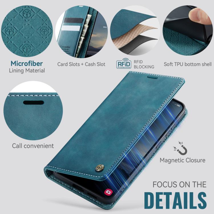 Funda para Samsung Galaxy S25 Edge CaseMe 033 con forro de piel de becerro, microfibra y bloqueo RFID (verde)