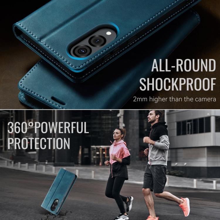 Funda para Samsung Galaxy S25 Edge CaseMe 033 con forro de piel de becerro, microfibra y bloqueo RFID (verde)