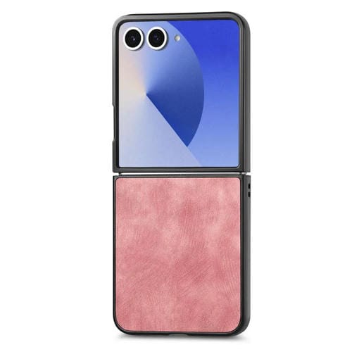 Funda trasera de cuero vintage para Samsung Galaxy Z Flip 7 5G (rosa)