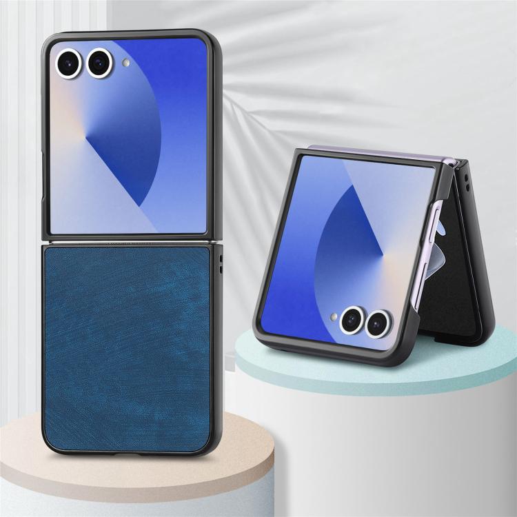 Funda trasera de cuero vintage para Samsung Galaxy Z Flip 7 5G (azul)