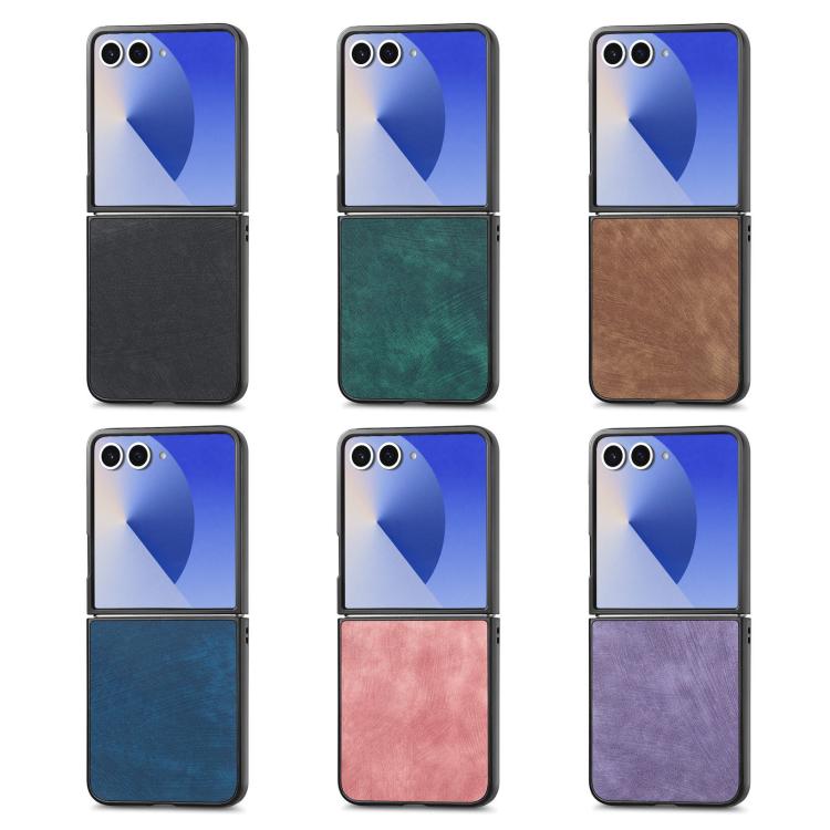 Funda trasera de cuero vintage para Samsung Galaxy Z Flip 7 5G (azul)