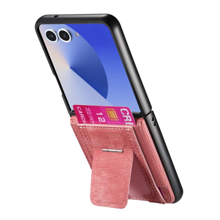 Funda de cuero retro plegable con soporte y tarjetero elástico para Samsung Galaxy Z Flip7 5G (rosa)
