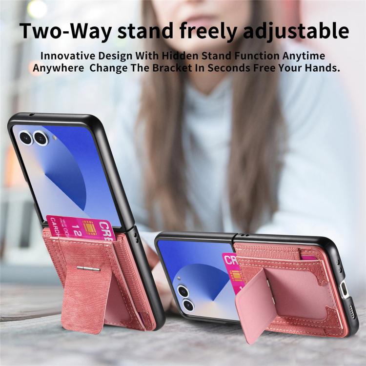 Funda de cuero retro plegable con soporte y tarjetero elástico para Samsung Galaxy Z Flip7 5G (rosa)