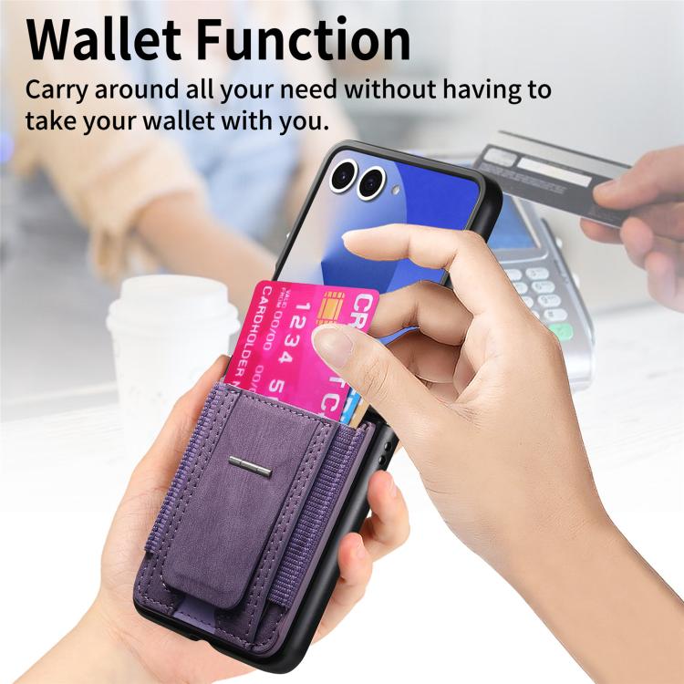 Funda de cuero retro plegable con soporte y tarjetero elástico para Samsung Galaxy Z Flip7 5G (morado)