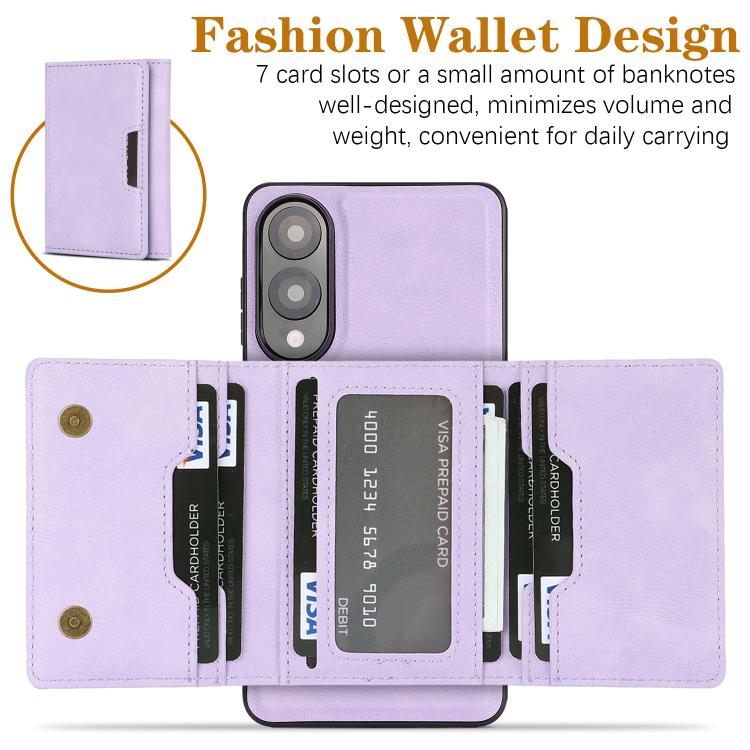 Funda de cuero plegable triple Kalebol con imán fuerte MagSafe para Samsung Galaxy S25 Edge 5G (morado)