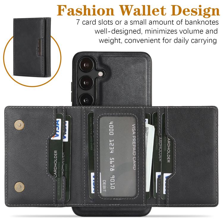 Funda de cuero plegable triple Kalebol con imán fuerte MagSafe para Samsung Galaxy S23 5G (negro)