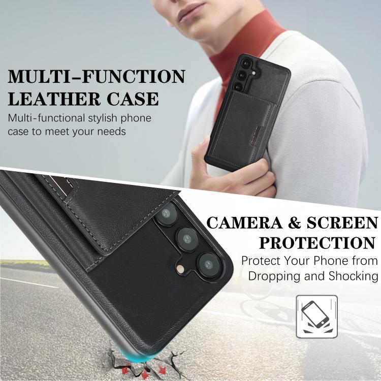 Funda de cuero plegable triple Kalebol con imán fuerte MagSafe para Samsung Galaxy S23 5G (negro)