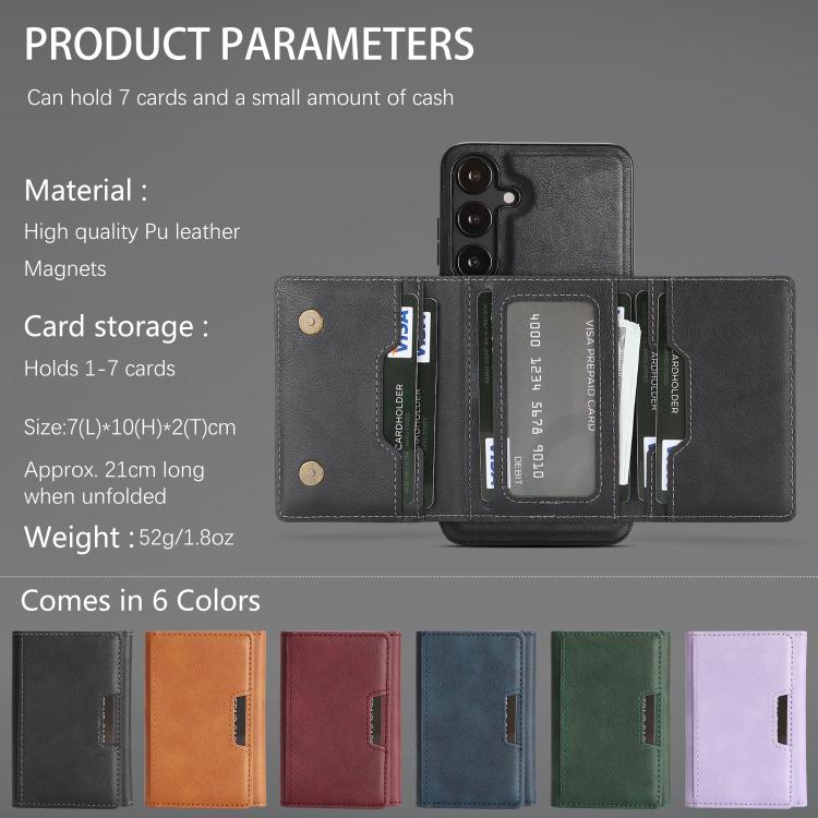 Funda de cuero plegable triple Kalebol con imán fuerte MagSafe para Samsung Galaxy S23 5G (negro)