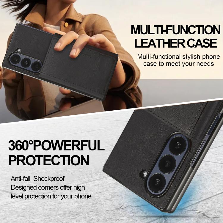 Funda de cuero plegable triple con imán fuerte Kalebol para Samsung Galaxy Z Fold6 (negro)