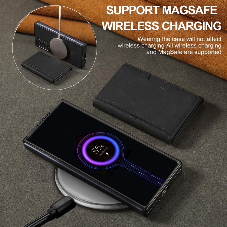 Funda de cuero plegable triple con imán fuerte Kalebol para Samsung Galaxy Z Fold6 (negro)