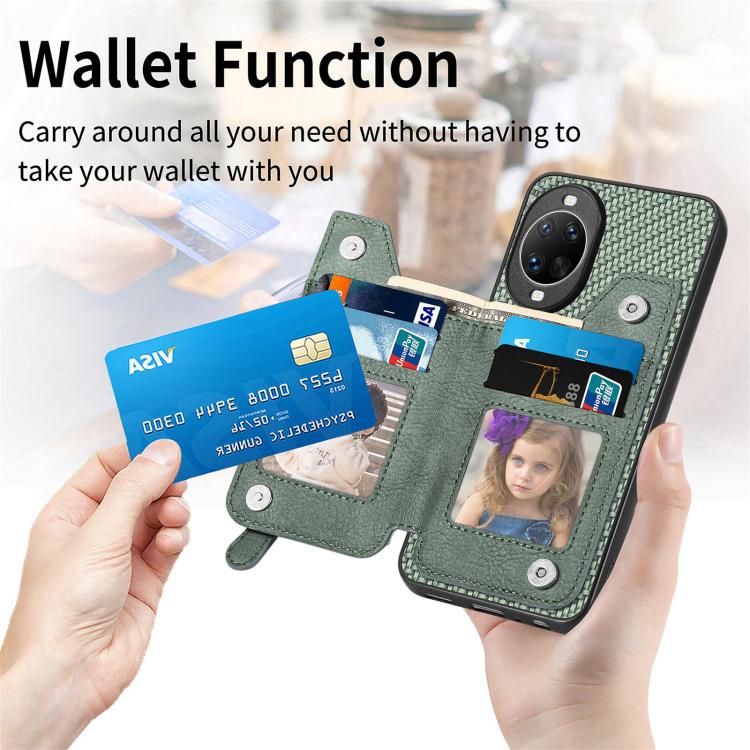 Funda tipo cartera con cremallera y tapa horizontal de fibra de carbono para Huawei nova 14 Ultra (negra)