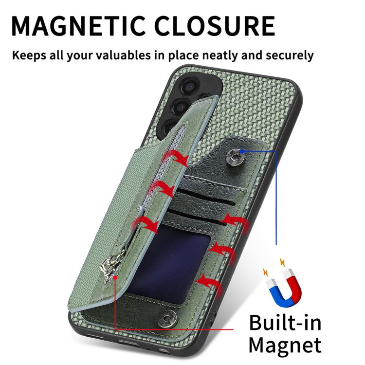 Funda tipo cartera con cremallera horizontal de fibra de carbono para Huawei Nova 14 (azul)