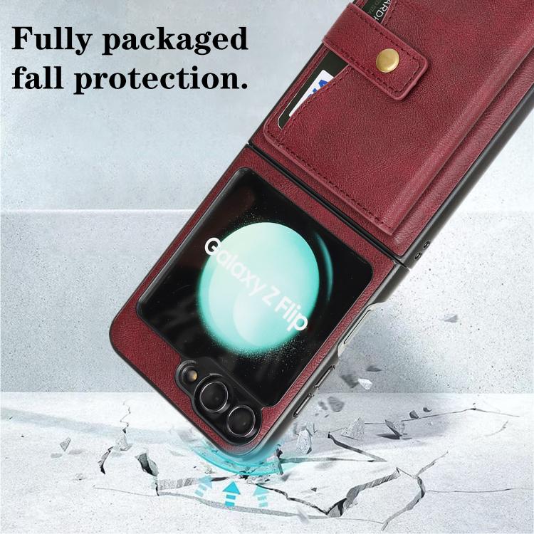 Funda de cuero con anillo MagSafe para Samsung Galaxy Z Flip6 (rojo)