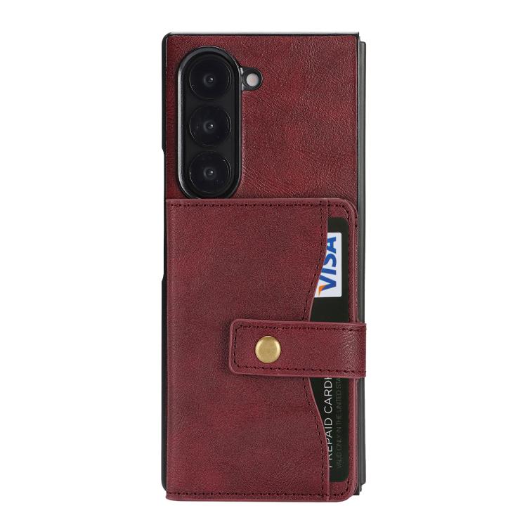 Funda de cuero con anillo MagSafe para Samsung Galaxy Z Fold6 (rojo)