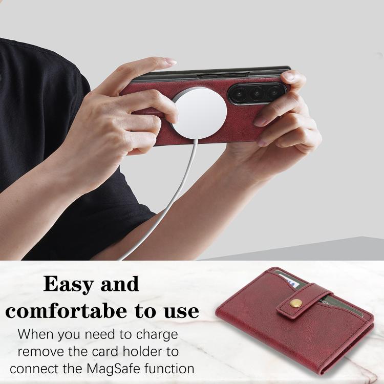 Funda de cuero con anillo MagSafe para Samsung Galaxy Z Fold6 (rojo)