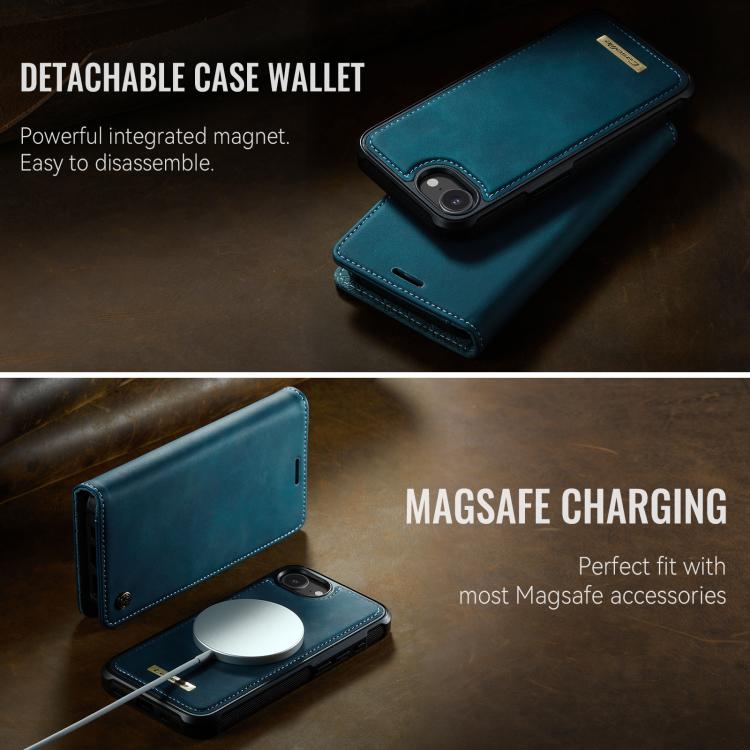 Funda de cuero desmontable CaseMe C49 MagSafe con bloqueo RFID para iPhone 16e (verde)